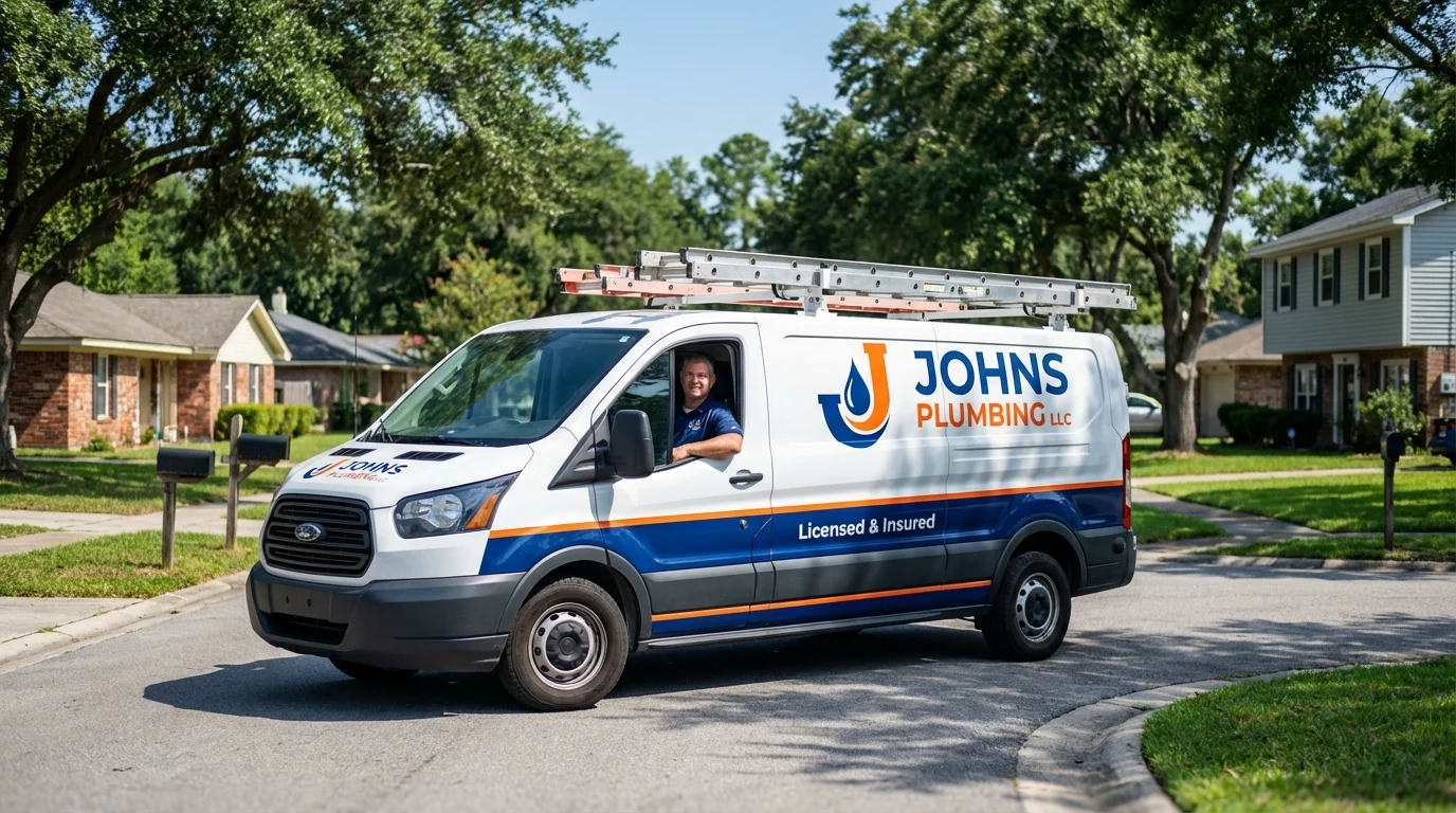 Johns Plumbing LLC service van in Nashville, IL