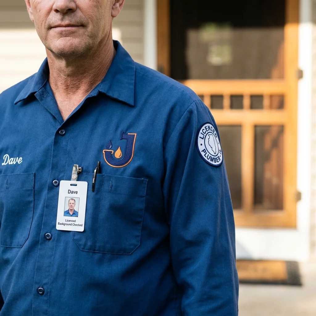Licensed plumber showing ID badge in Nashville, IL