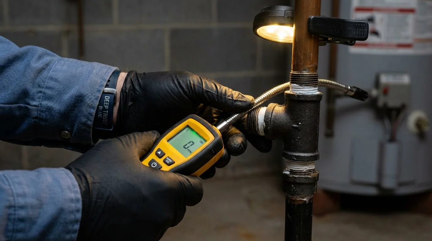 Gas leak detection with electronic sniffer by Johns Plumbing LLC in Nashville