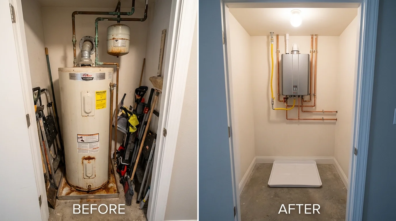 Tank water heater versus wall-mounted tankless unit comparison for Nashville, IL homeowners